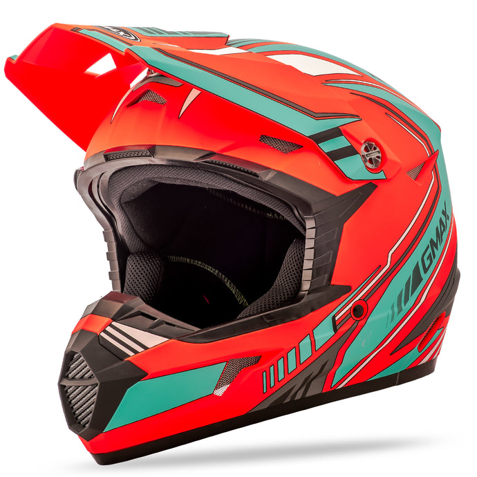 YOUTH MX-46Y OFF-ROAD UNCLE HELMET MATTE ORANGE/TEAL YS G3467730 TC-27 image 1