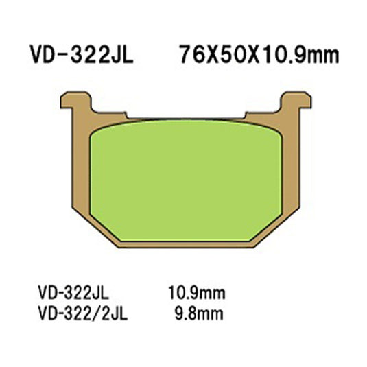 VESRAH SINTERED METAL BRAKE PADS, VD-322/2JL