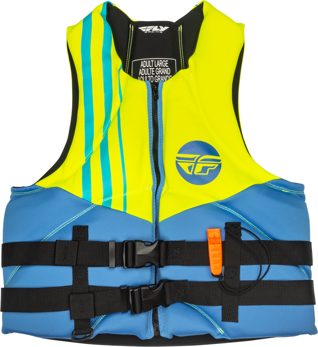 NEOPRENE FLOTATION VEST BLUE/HI-VIS/TEAL SM 221-30401S image 1