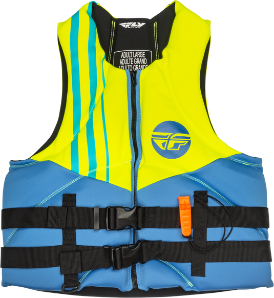 NEOPRENE FLOTATION VEST BLUE/HI-VIS/TEAL SM 221-30401S image 1