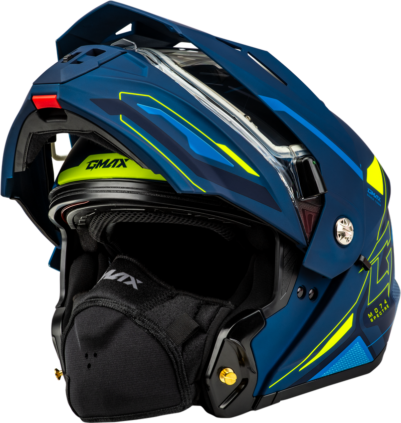 Load image into Gallery viewer, MD-74S SPECTRE SNOW HELMET W/ ELEC SHIELD MATTE BLUE/GRN XS M10742183 image 5
