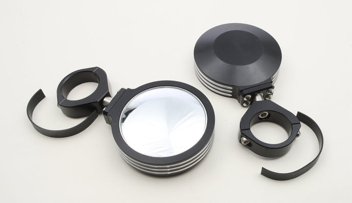 BILLET SIDE MIRRORS ROUND BLACK 1.75