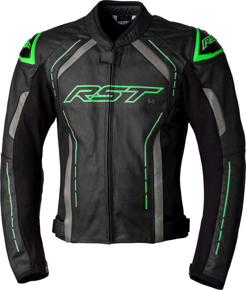Load image into Gallery viewer, S1 CE JACKET BLACK/GREY/NEON GRN LTHR XL 102977NEO-46 image 1
