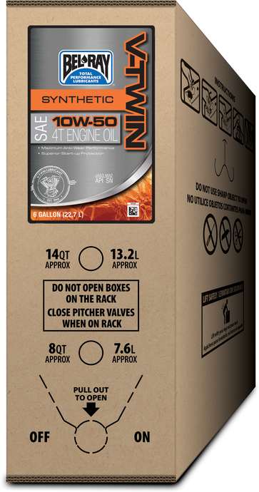 V-TWIN 4T FULL SYN ENGINE OIL 10W50 6 GAL BIB 301390150033 image 1