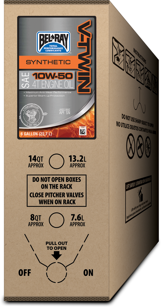 V-TWIN 4T FULL SYN ENGINE OIL 10W50 6 GAL BIB 301390150033 image 1