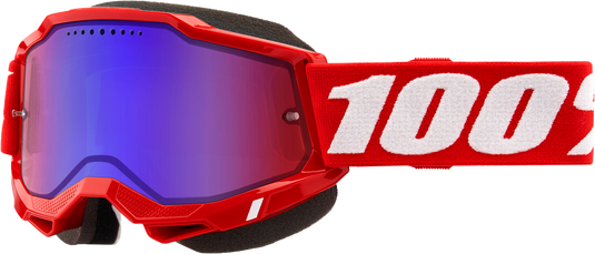 ACCURI 2 SNOWMOBILE GOGGLE NEON RED MIRROR RED/BLUE LENS 50022-00005 image 1