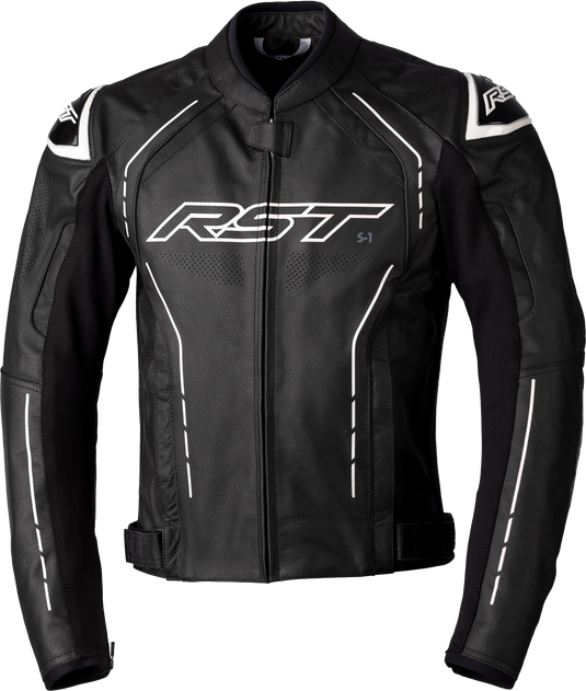 S1 CE JACKET BLACK/BLACK/WHITE LEATHER 5XL 102977WHI-54 image 1