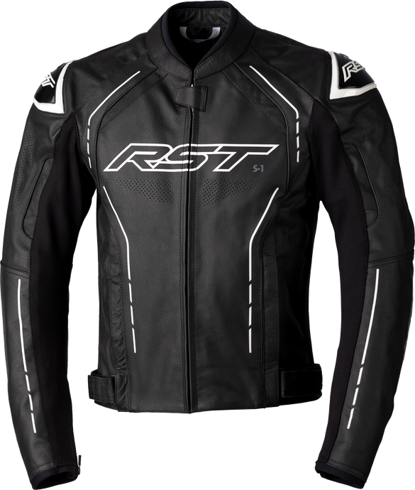 S1 CE JACKET BLACK/BLACK/WHITE LEATHER SM 102977WHI-40 image 1