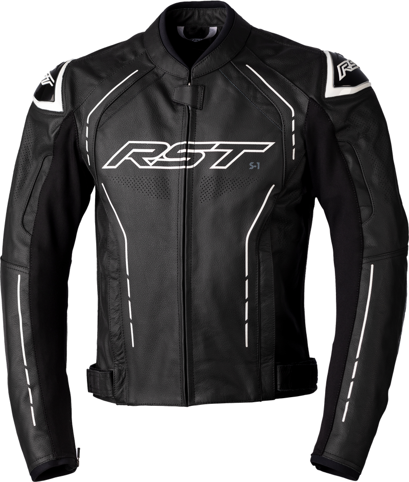 Load image into Gallery viewer, S1 CE JACKET BLACK/BLACK/WHITE LEATHER SM 102977WHI-40 image 1
