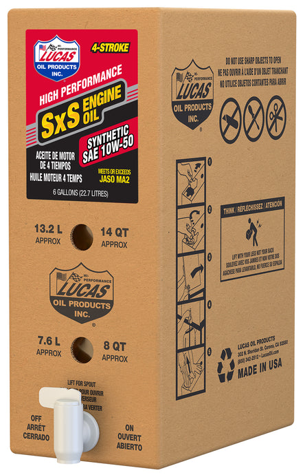 SXS SYNTHETIC ENGINE OIL 10W50 6 GAL BIB 18049 image 1