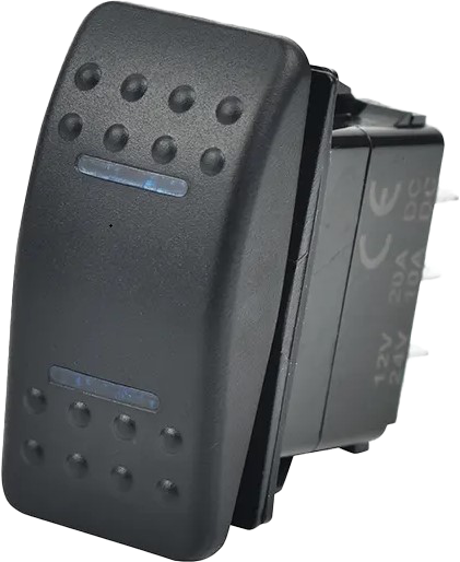 LIGHTED ROCKER 3 POSITION SWITCH BLUE SM106-006B image 1