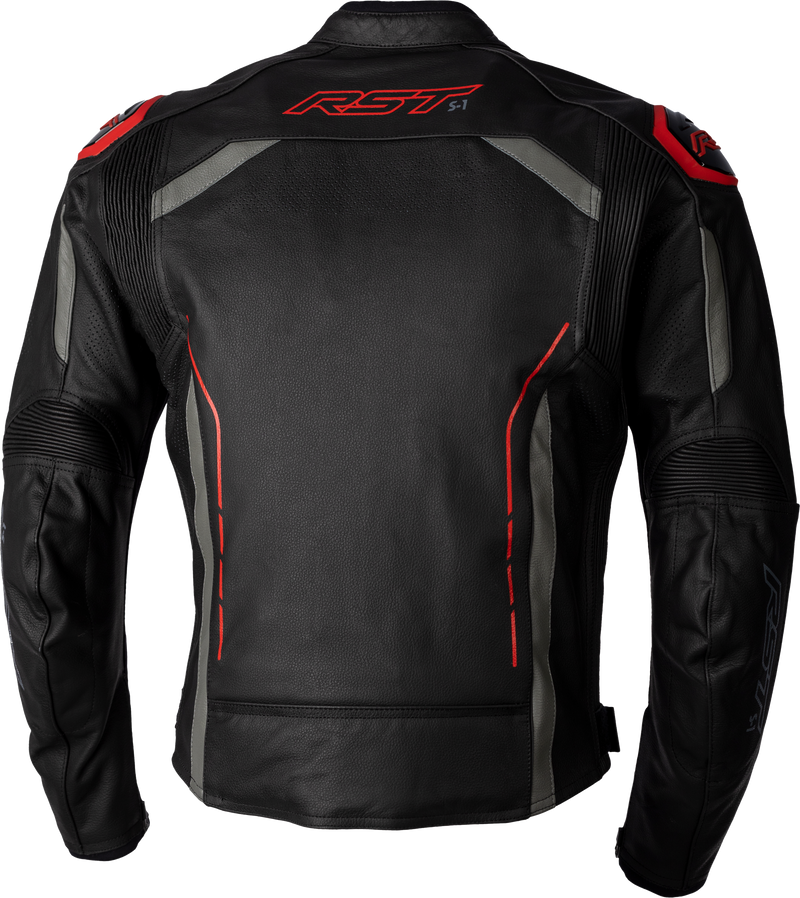 Load image into Gallery viewer, S1 CE JACKET BLACK/GREY/RED  LEATHER MD 102977RED-42 image 2
