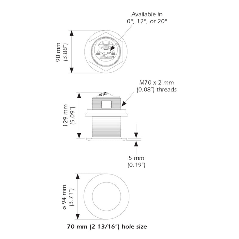 Load image into Gallery viewer, Airmar B75HW High Wide Chirp Transducer - 12 Degree Deadrise, 600W Thru Hull [B75C-12-HW-MM]
