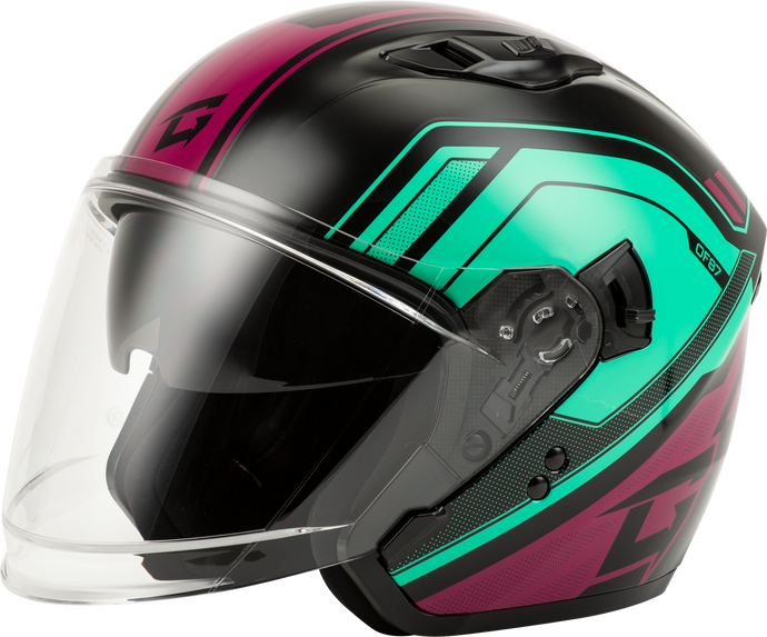OF-87 DUKE HELMET W/LED LIGHT BLK/AQUA/CORAL SM O11871174 image 1