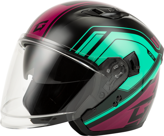 OF-87 DUKE HELMET W/LED LIGHT BLK/AQUA/CORAL 2X O11871178 image 1