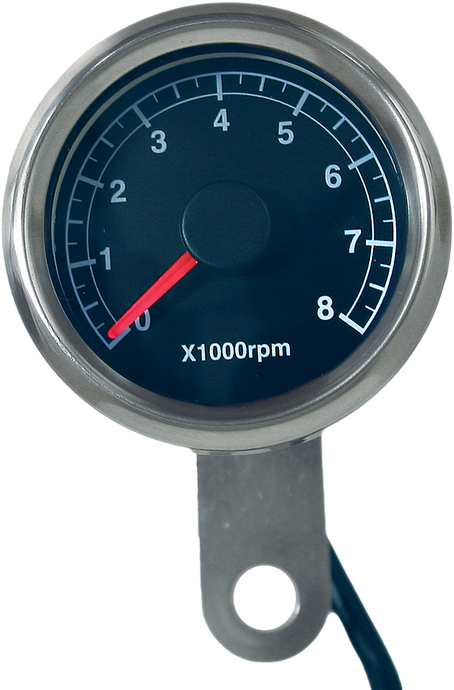 48MM MINI TACHOMETER 8000 RPM BLACK FACE 21-6911 image 1