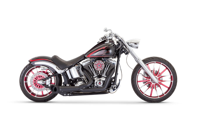 TURNOUT 2-1 PITCH BLACK SERIES `86-17 SOFTAIL HD00527 image 1