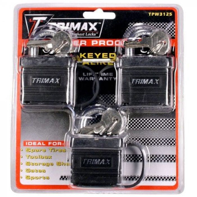 TRIMAX KEYED-ALIKE LOCKS / 3 PACK - 1-1/4