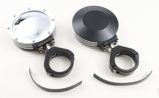 BILLET SIDE MIRRORS ROUND W/BEZEL WHITE 1.75