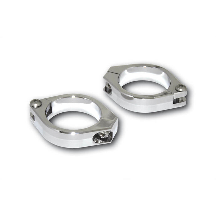 CNC FORK CLAMPS 42-43MM PAIR CHROME 207-409 image 1