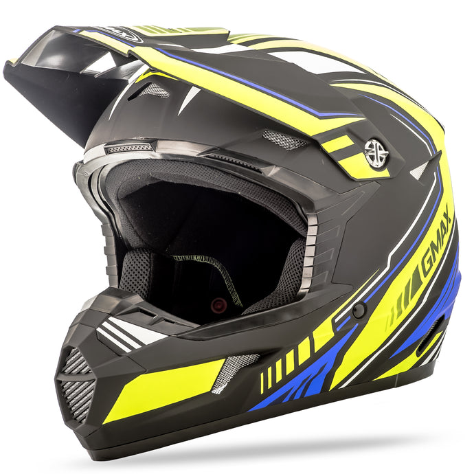 MX-46 OFF-ROAD UNCLE HELMET MATTE BLK/HI-VIS YEL/BLUE XS G3467683N TC-24 image 1