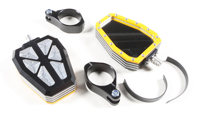BILLET SIDE MIRRORS DIAMOND W/BEZEL YELLOW 2