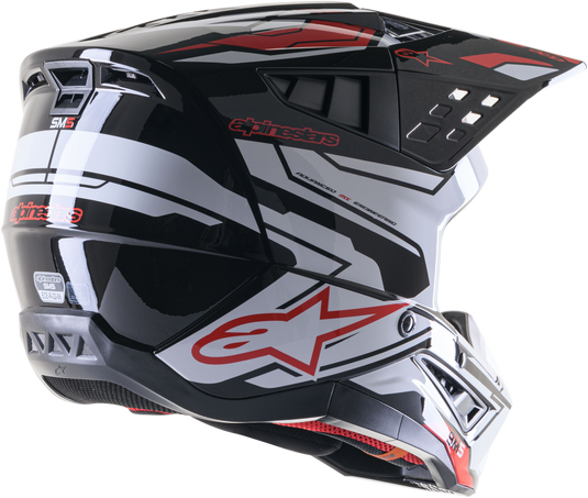 S-M5 ACTION 2 HELMET BLK/WHT/BRT RD GLOSSY SM 8306123-1304-S image 2