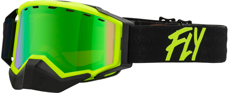 Load image into Gallery viewer, ZONE SNOW GOGGLE BLACK/HI-VIS W/ GREEN MIRROR/AMBER LENS 37-50269 image 1
