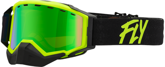 ZONE SNOW GOGGLE BLACK/HI-VIS W/ GREEN MIRROR/AMBER LENS 37-50269 image 1