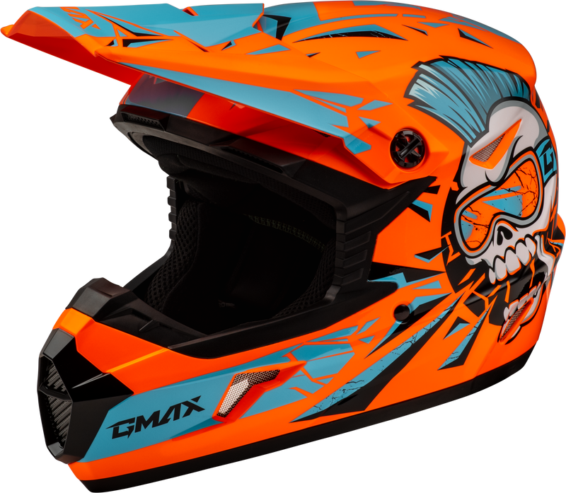 Load image into Gallery viewer, YOUTH MX-46Y UNSTABLE HELMET HI VIS ORANGE/BLUE YL D3465212 image 1
