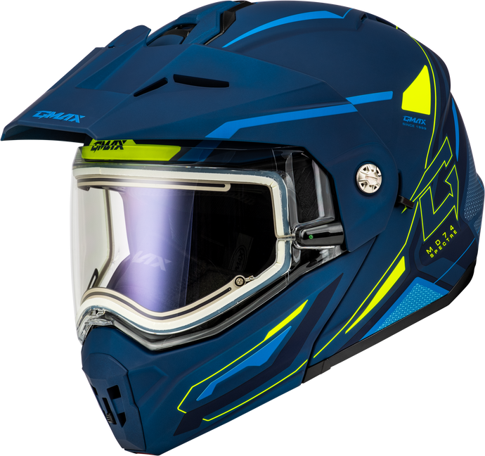 MD-74S SPECTRE SNOW HELMET W/ ELEC SHIELD MATTE BLUE/GRN 2X M10742188 image 1