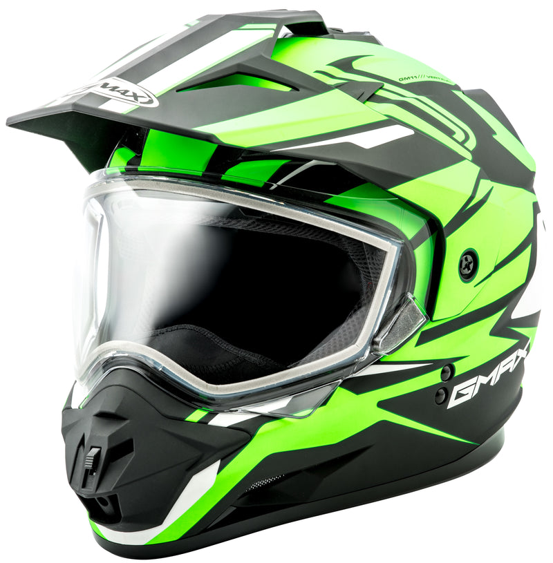 Load image into Gallery viewer, GM-11S DUAL-SPORT VERTICAL SNOW HELMET BLK/NEON GREEN LG G2111676 F.TC-23 image 1
