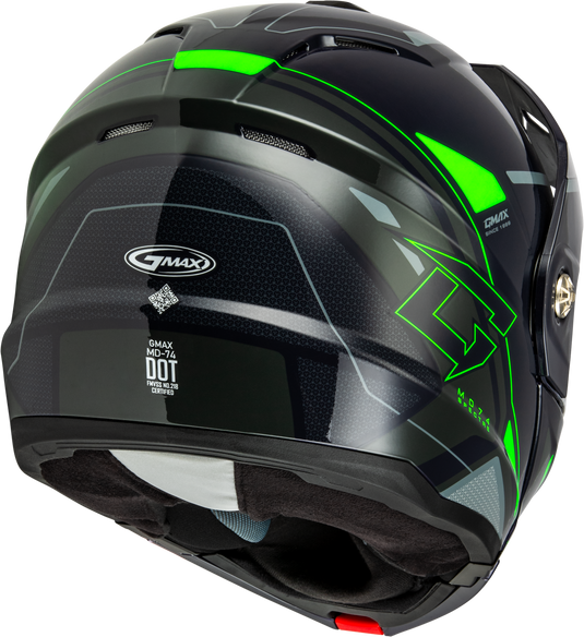 MD-74S SPECTRE SNOW HELMET W/ ELEC SHIELD GREY/NEON GREEN SM M10742764 image 4
