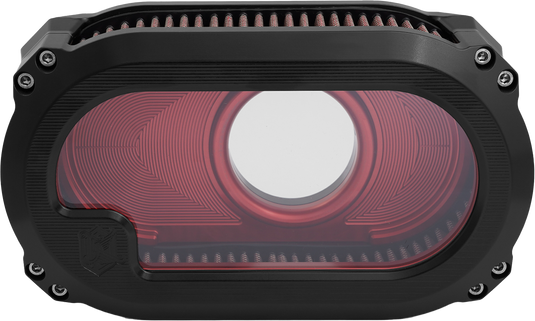 NXT LVL TC AIR CLEANER W/GLASS BLACK W/RED NXT-03BR image 1