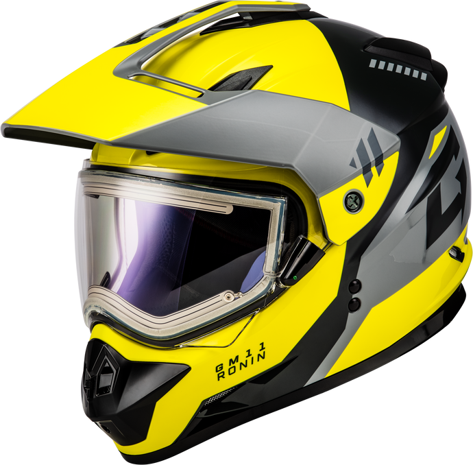 GM-11S RONIN SNOW HELMET W/ ELEC SHLD YELLOW/SLVR/GREY XL A41151197 image 1