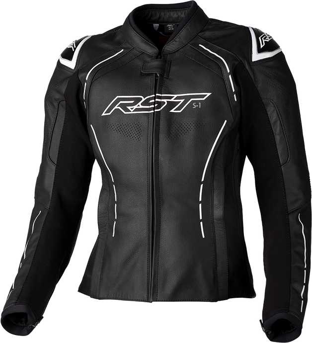 LADIES S1 CE JACKET BLACK/WHITE LEATHER SM 103043WHI-10 image 1