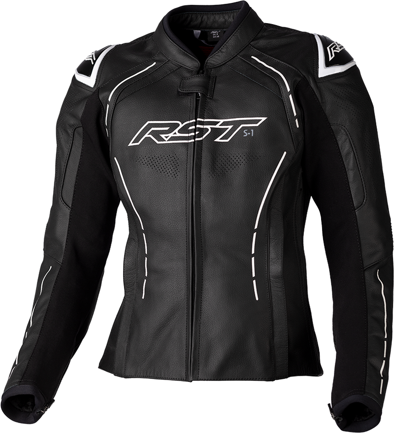 Load image into Gallery viewer, LADIES S1 CE JACKET BLACK/WHITE LEATHER 2XL 103043WHI-18 image 1
