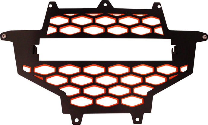 2-PANEL FRONT GRILL BLACK/RED W/LIGHT MOUNT RZR-FGL-XP-RD image 1