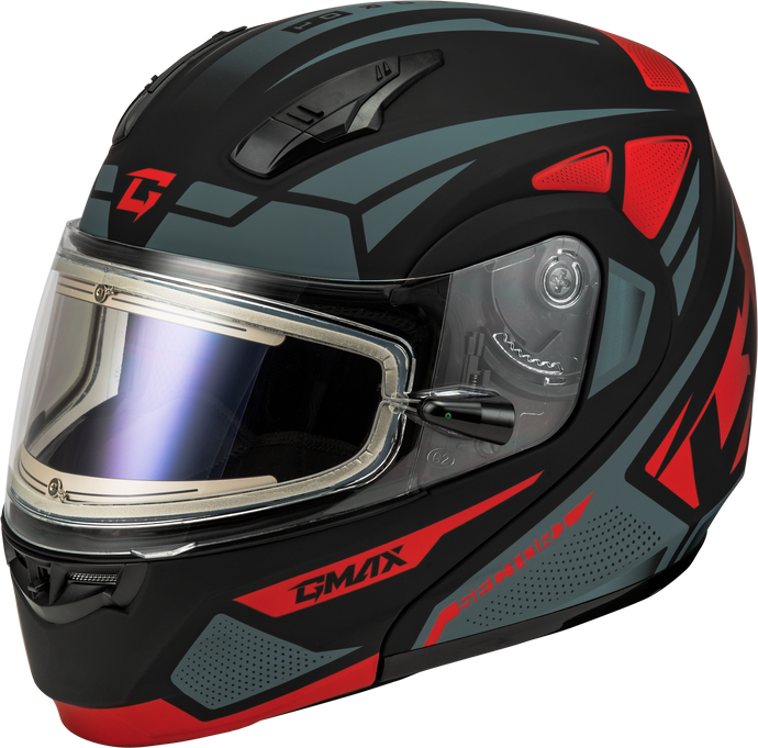 MD-04S SECTOR SNOW HELMET W/ ELEC SHIELD MATTE BLACK/RED XS M4043153 image 1