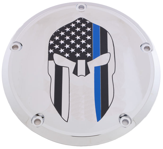 7   M8 FLT/FLH DERBY COVER SPARTA BLUE LINE CHROME LE02-46 image 1