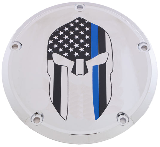 7   M8 FLT/FLH DERBY COVER SPARTA BLUE LINE CHROME LE02-46 image 1