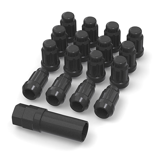 LUG NUT SET BLACK WITH KEY & VALVE STEM 12X1.25 (16PCS)