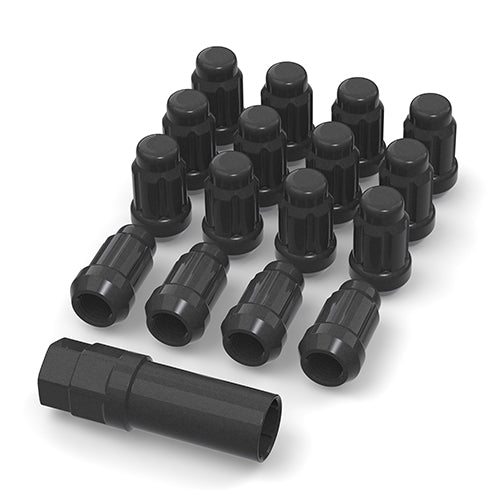 LUG NUT SET BLACK WITH KEY & VALVE STEM 3/8