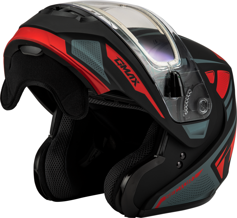 Load image into Gallery viewer, MD-04S SECTOR SNOW HELMET W/ ELEC SHIELD MATTE BLACK/RED 3X M4043159 image 3

