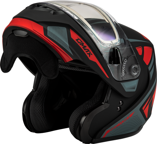 MD-04S SECTOR SNOW HELMET W/ ELEC SHIELD MATTE BLACK/RED 3X M4043159 image 3
