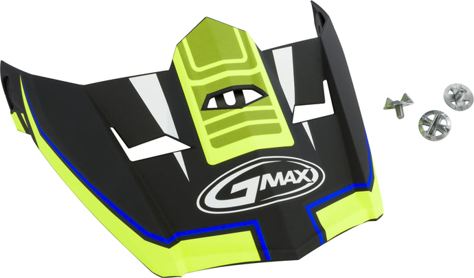 VISOR W/SCREWS UNCLE MX-46 MATTE BLK/HI-VIS YLW/BLUE XS-S G046835 image 1