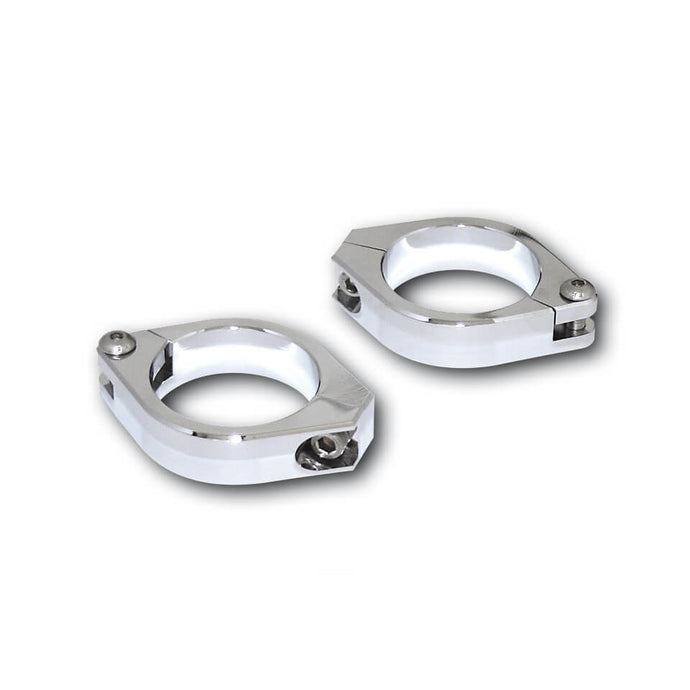 CNC FORK CLAMPS 38-41MM PAIR CHROME 207-405 image 1