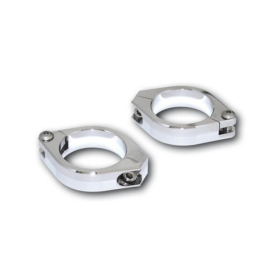 CNC FORK CLAMPS 38-41MM PAIR CHROME 207-405 image 1