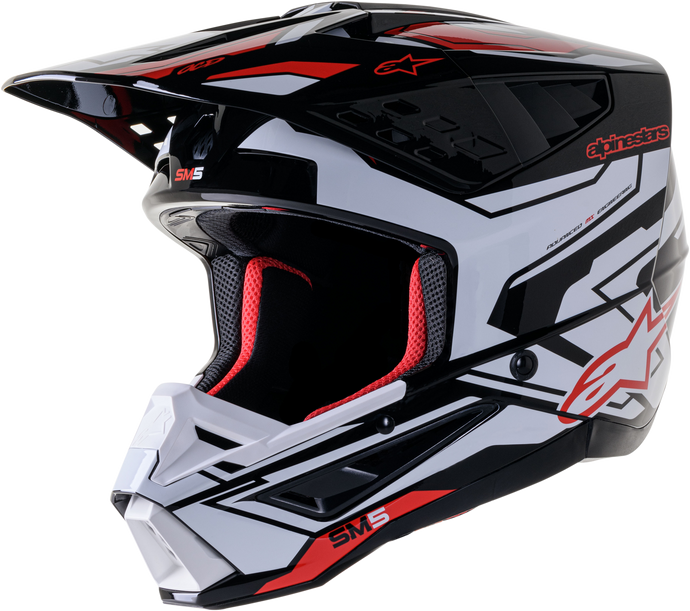 S-M5 ACTION 2 HELMET BLK/WHT/BRT RD GLOSSY LG 8306123-1304-L image 1
