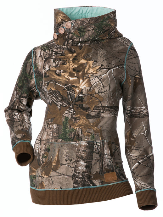 SIDE BUTTON PULLOVER HOODIE AQUA X 21871 image 1